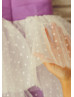 Purple Cotton Polka Dots Tulle Tiered Flower Girl Dress